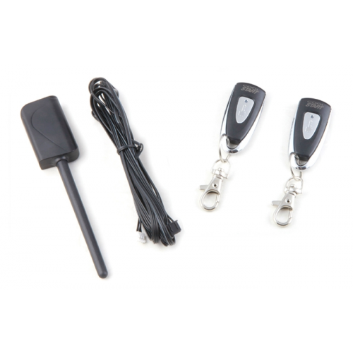 The CrimeStopper REVO1.1 is an add-on RF kit compatible with Fortin remote start systems. The kit includes (2) 1 button remotes with up to 1500 ft. of range, an antenna, cable to go from the module to the antenna and a power adaptor.
